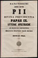 1854 IX. Piusz pápa dogmája Szűz Máriáról. Olasz és latin nyelven. 8p. 24x40 cm