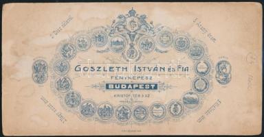 cca 1900 Katona karddal, keményhátú fotó Goszleth István budapesti műterméből, 21×11 cm