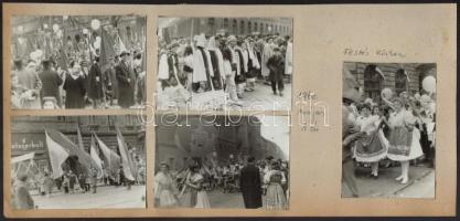 1959-1961 Május elsejei felvonulásokon készült képek, 20 db, albumlapokra ragsztva, 6×9 cm