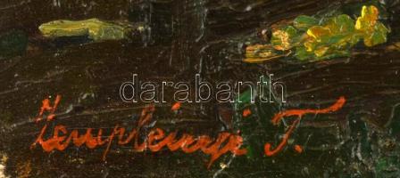 Zemplényi Tivadar (1864-1917): Házudvar. Olaj, karton, jelzett, hibás keretben, 28×37 cm