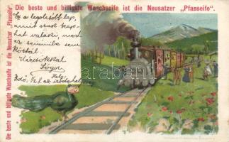 Train, commercial "Neusatzer Waschseife" litho