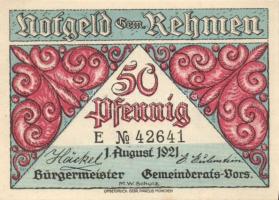 Német Birodalom/Weimari Köztársaság Rehmen 1921. 25Pf (2x) + 50Pf (4X) 6klf, teljes sor T:I