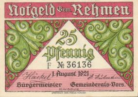 Német Birodalom/Weimari Köztársaság Rehmen 1921. 25Pf (2x) + 50Pf (4X) 6klf, teljes sor T:I