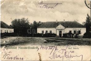 1910 Nemesócsa, Zemianska Olca; Református iskola. Kiadja a Pannonia nyomda / Calvinist school (b)