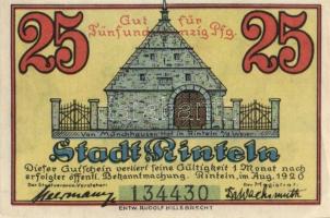 Német Birodalom/Weimari Köztársaság Rinteln 1920. 25Pf + 50Pf + 1M 3klf, teljes sor T:I