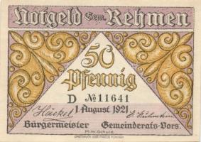 Német Birodalom/Weimari Köztársaság Rehmen 1921. 25Pf (2X)+ 50Pf (4X) 6klf, teljes sor T:I