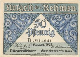 Német Birodalom/Weimari Köztársaság Rehmen 1921. 25Pf (2X)+ 50Pf (4X) 6klf, teljes sor T:I