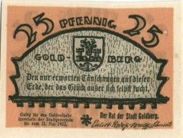 Német Birodalom/Weimari Köztársaság Goldberg 1922. 10Pf + 25Pf + 50Pf  3klf, teljes sor T:I