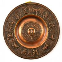Horoszkópos bronz falitál, d:18 cm