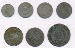 7db-os vegyes magyar és külföldi fémpénz tétel, közte 5db rossz tartású ezüstérme T:2-,3,3-