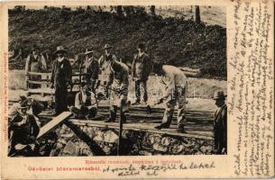 1901 Rónaszék, Rohnen, Costiui (Máramaros, Maramures); Munkások munkában a bányában. Kaufman Ábrahám kiadása / workers in the mine