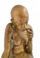 Jelzés nélkül: Gandhi. Öntött bronz, talapzattal, m:16 cm