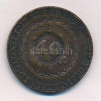 Brazília 1835. 40R Cu ellenjegyes érme T:2-,3 ph. Brazil 1835. 40 Reis Cu countermarked coin C:VF,F edge error