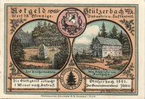 Német Birodalom/Weimari Köztársaság Stützerbach 1921. 50Pf (5x)+ 75Pf (2X) 7klf  teljes sor T:I