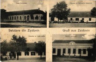1913 Zsidovin, Berzovia; Községház, bank, Schwarcz Zsigmond és Kohn Jakab üzlete / Casa Comunale, Pravalia, banca / town hall, shops, bank