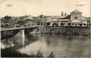 Ungvár, Uzshorod, Uzhorod; Ung folyó hídja, Hotel Korona szálló / Uzh river bridge, hotel (r)