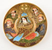 Japán "Satsuma" mokkás készlet (négy személyes), jelzett, kézzel festett,  kopásnyomokkal