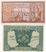 Francia Indokína 1939. 10c + 1942. 50c T:II-,III French Indo-China 1939. 10 Cents + 1942. 50 Cents C:VF,F