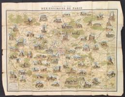 Nouveau Paris Monumental - Párizs térképe, a nevezetes épületek képével, szakadással, 56×72 cm