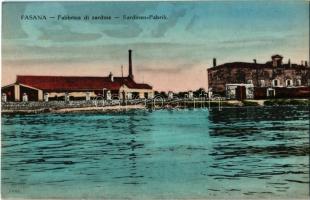 Fazana, Fasana; Fabbrica di sardine / Sardinen Fabrik / szardíniagyár / sardine factory. F. G. Marincovich