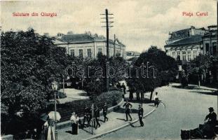 1909 Giurgiu, Gyurgyevó; Piata Carol / square, military officers