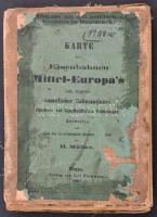 1869 1869 Közép-Európa vasúti térképe, Karte der Eisenbahnen Mittel-Europa's mit Angabe sämmtli...