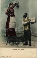 Chinke mit Pinke. nakl. J.L. St. 1904 / Jewish couple with Hebrew text + Ex Leo Libris