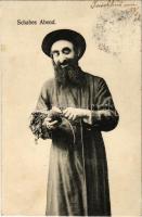 1906 Schabes Abend / Jewish man peeling a radish
