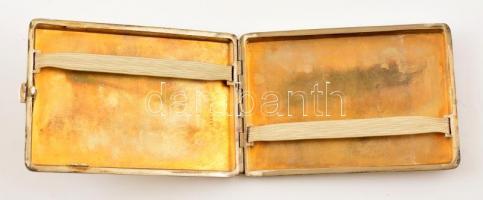 Ezüst (Ag.) cigarettatárca, jelzett, vésett díszítéssel, 11,5×7,5 cm