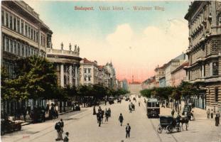 1907 Budapest VI. Váci körút (Bajcsy-Zsilinszky út), Bazilika, villamos. Taussig Arthur 8056.