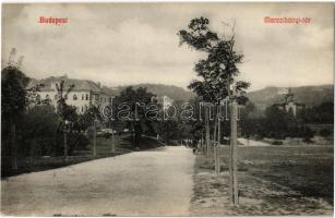 1912 Budapest II. Marczibányi tér a Budai lövőházzal, lövölde, Rózsadomb részlet, villák (ázott sarok / wet corner)