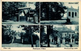 1936 Esztergom-Tábor, Főkapu, Tábori oltár, parancsnoksági épület, színház + ESZTERGOM-BUDAPEST 218. mozgóposta
