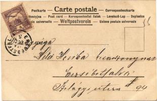 1904 La guerre amusante. Bombardement. Litho art postcard. M. Raschka signed Raphael Kirchner (vágot...