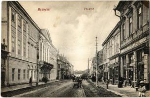 1912 Kaposvár, Fő utca, Fekete Lajos, Szász és Geiszler Nep. János üzlete. Hirsch Zsigmond kiadása