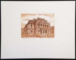 Gönczi Béla (1934-): Opera, rézkarc, papír, jelzett,10,5×14,5 cm