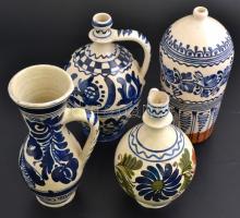 Korondi nép mintás kerámia tárgyak, 4 db, hibákkal