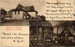 1914 Késmárk, Kezmarok; Ev. Holzkirche / Evangélikus fatemplom, belső, oltár. Kiadja Schmidt R. C. / Lutheran wooden church, interior, altar (EK)