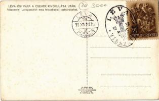 Léva, Levice;  vár a csehek kivonulása után / castle + 1938 Léva visszatért So. Stpl