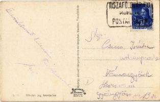 Tiszaföldvár, Révház és műút, hajóállomás és komp. György József kiadása + "Postai Ügyn." ...