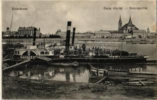 1915 Komárom, Komárno; Dunai kikötő, gőzhajók. L. H. Pannonia 139. / Danube port with steamships (EK)