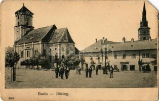 1909 Bazin, Bösing, Bözing, Pezinok; Fő utca, templomok, üzletek / main street, churches, shops (EM)