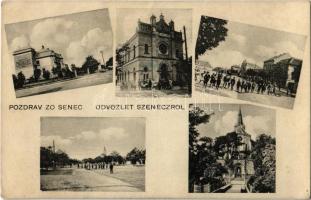 1934 Szenc, Szempcz, Senec; izraelita templom, zsinagóga, utcakép / synagogue, street view (EK)