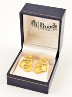 18k arany fülbevaló klipsz 2 nagyobb (0,46K) és 8 kisebb (0,26K) gyémánttal 15,57 g Dobozában, certi...