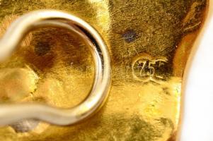 18k arany fülbevaló klipsz 2 nagyobb (0,46K) és 8 kisebb (0,26K) gyémánttal 15,57 g Dobozában, certi...