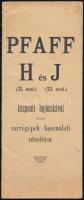 1912 Pfaff H. és J. (31. oszt.) és (32. oszt.) központi hajócskával ellátott varrógépek használati utasítása, kissé foltos borítóval, 24 p.