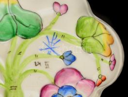 Herendi Viktória mintás tálka, kézzel festett, jelzett, kis kopásnyomokkal, 10×8 cm