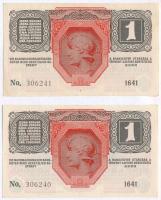 1916. 1K (2x) sorszámkövetők, mindkettő "DEUTSCHÖSTERREICH" felülbélyegzéssel T:I-