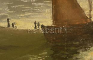 Olvashatatlan jelzéssel: Vitorlások. Pasztell, papír, üvegezett keretben, 60×85 cm