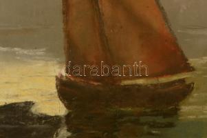 Olvashatatlan jelzéssel: Vitorlások. Pasztell, papír, üvegezett keretben, 60×85 cm