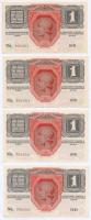 1916. 1K (4x) sorszámkövetők, mind "DEUTSCHÖSTERREICH" felülbélyegzéssel T:I,I-